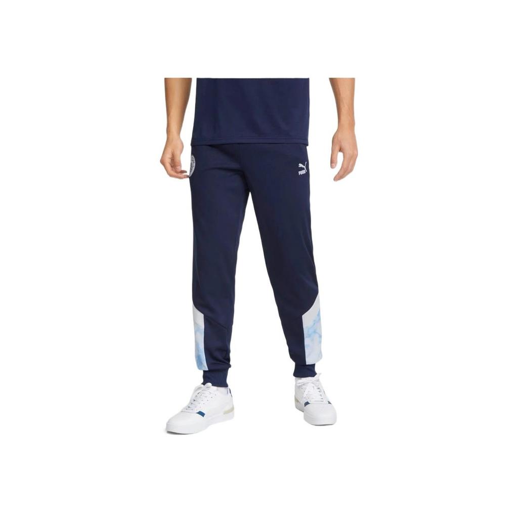 Puma Calças Esportivas de Tricô Canelado Respiráveis com Estampa de Logotipo Masculinas Azul 765204-05