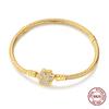 Pink Love Heart Silver 925 Bracelet Original Bracelets Zircon Cat Paw Snake Chain For DIY Charms 17-20CM Wedding Jewelry Gifts