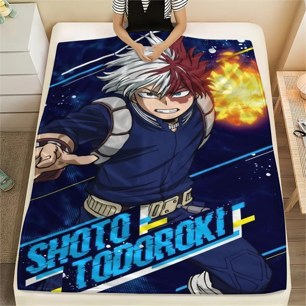 My Hero Academia Character Pattern Flannel Blanket, High Quality Comfortable for All Seasons, Home Decor, Warmth and Comfort, Perfect for Gifts.