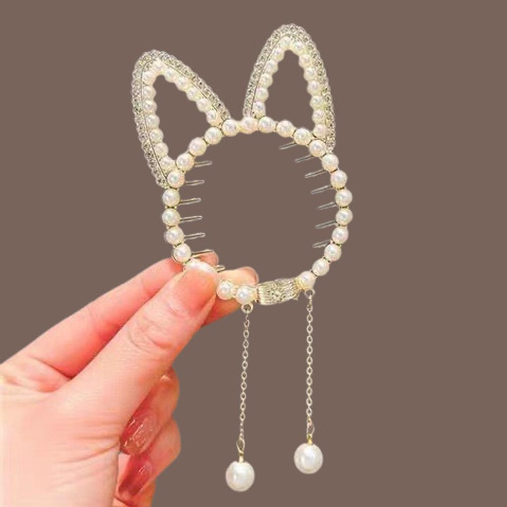 Elegant Tassel Hair Claw Rhinestone Pearl Flower Tassels Hair Clip Women Girl Ponytail Holder Hairpins Fringe Hair Accessories
