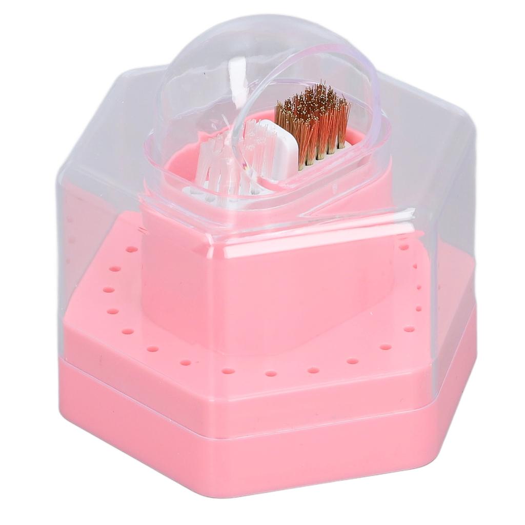 24 Holes 2 in 1 Drill Bits Stand Display Storage Box Nail Drill Bits Cleaning Brush Case Multifunctional Nail Drill Bits Case for Manicure