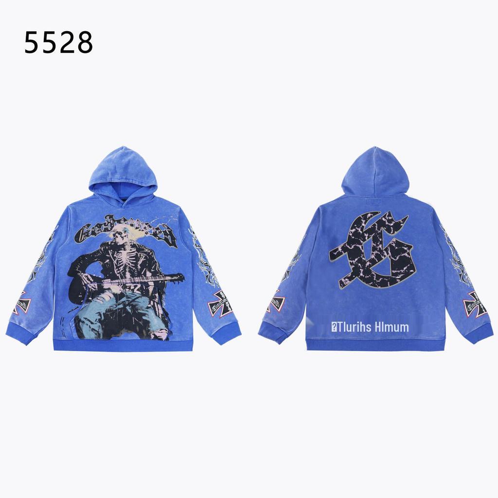 American Trendy GD Rock Retro Distressed Hoodie - Autumn/Winter Fashion