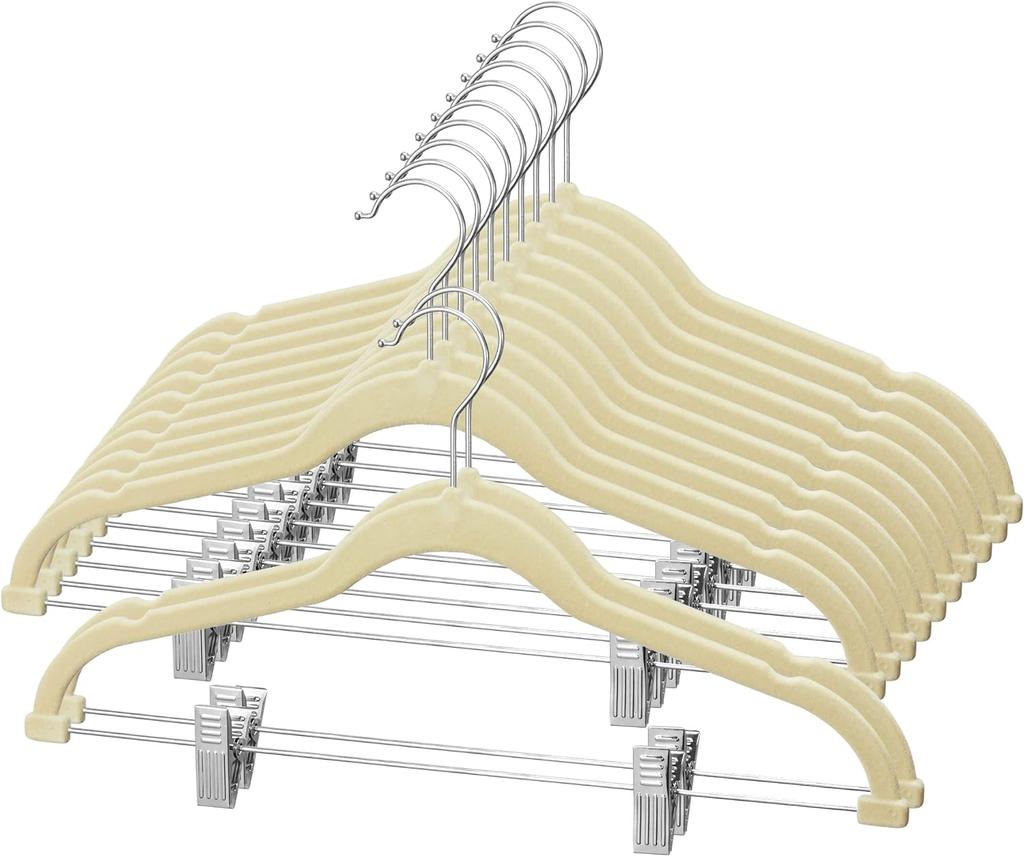 Velvet Skirt Hangers 5Pack Velvet Hangers with Clips Ultra Thin Non Slip Velvet Pants Hangers Space Saving Clothes Hanger