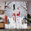 Christmas Gifts Snowman Printed Curtains Pole Bag Decorations Daily Home Room Curtain Made Of Polyester Washable