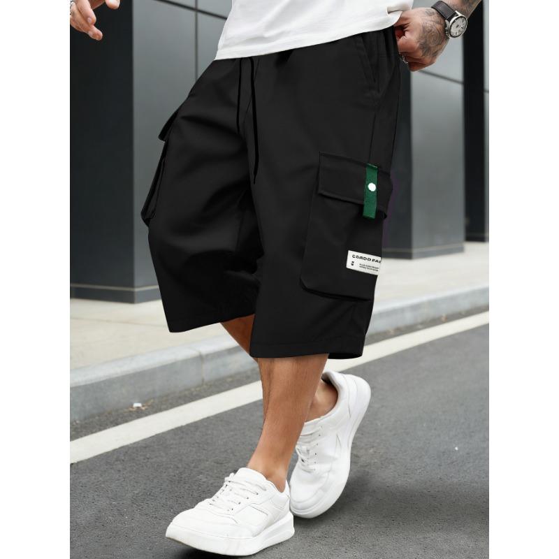 Men s Minimalist Aesthetic Solid Color Cargo Capri Pants S чёрный
