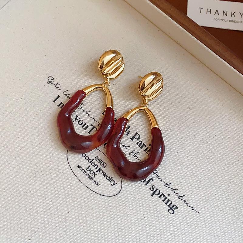 Vintage Silver Needle C-Shaped Diamond Pearl Stud Earrings - Elegant and Versatile Niche High-End Jewelry