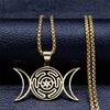 Triple Moon Hecate Necklace For Witches Symbol Witches Knot Necklace Wheel Symbol Necklace