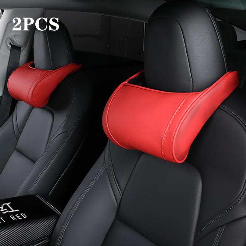 Do Tesla Model 3 YXS Poduszka na szyję Poduszka zagłówka Skórzana poduszka na szyję i pas z pamięcią kształtu Poduszka na głowę do fotela samochodowego Model3 Akcesoria