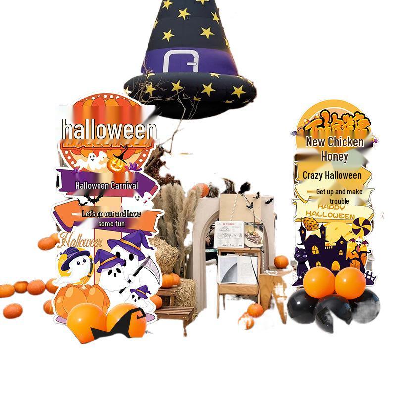 Halloween Balloon Column Decoration for Kindergarten, Mall, Amusement Park, Store Display, and Atmosphere Enhancement.