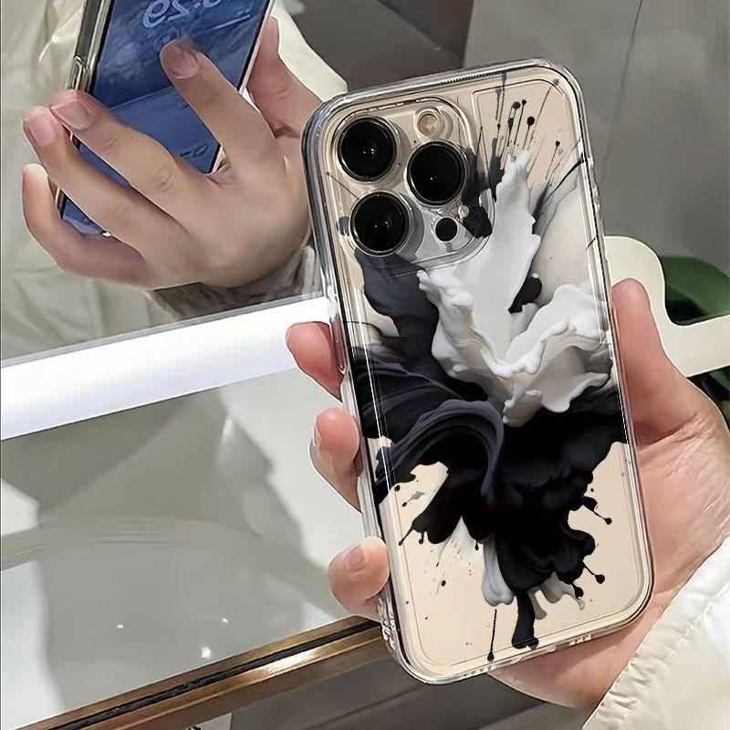Art splashing ink is suitable for iphone11promax mobile phone case, simple, thickened and transparent Apple 11 anti-drop 11/11.