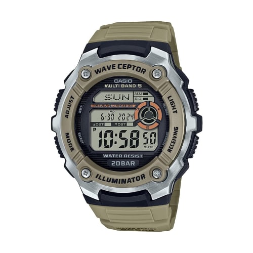 

Casio Wave Ceptor Illuminator Atomic Timekeeping Stopwatch Men s Digital Watch WV-200R-5ACF, Beige, Digital.