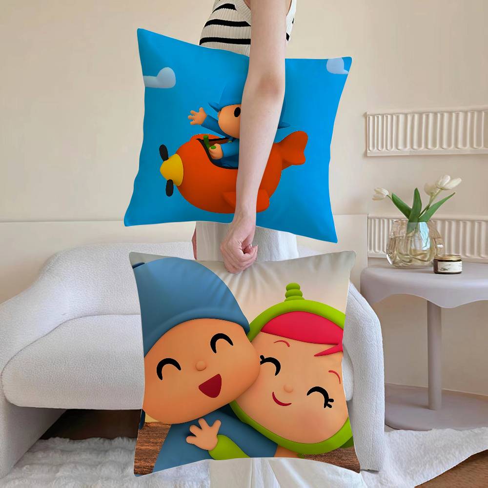 Față de pernă drăguță P-Pocoyo-MT Desen animat Imprimată Fleece pieptănată Pernă Atingere piele de bebeluș Vopsea eco-friendly Sublimată