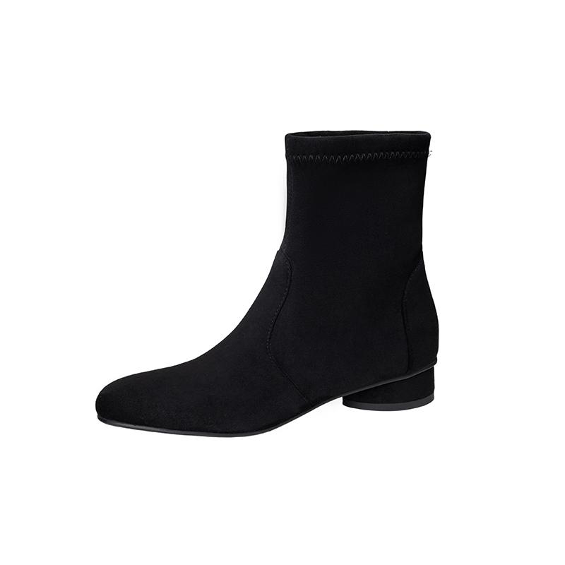 Women's Low-heeled Short Boots Autumn and Winter New Comfortable and Versatile Solid-color Thick-heeled Large-size Simple Short Boots