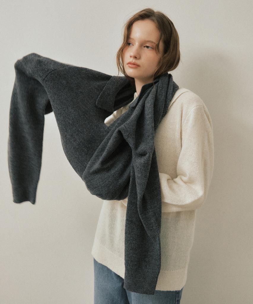 Wednesday Oasis For Woman W/Ash Open Collar Wool Knit_Ivory(Wc25-Kn82)