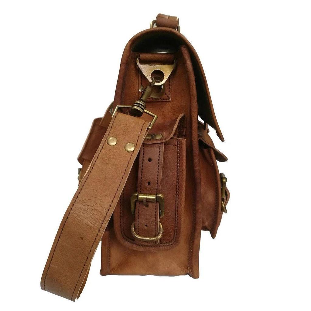 Men's Distressed Vintage Leather Briefcase Satchel Messenger Work Laptop Bag