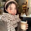 Women's Winter Plaid Imitation Cashmere Tassel Scarf, Thickened Korean Style Neck Warmer