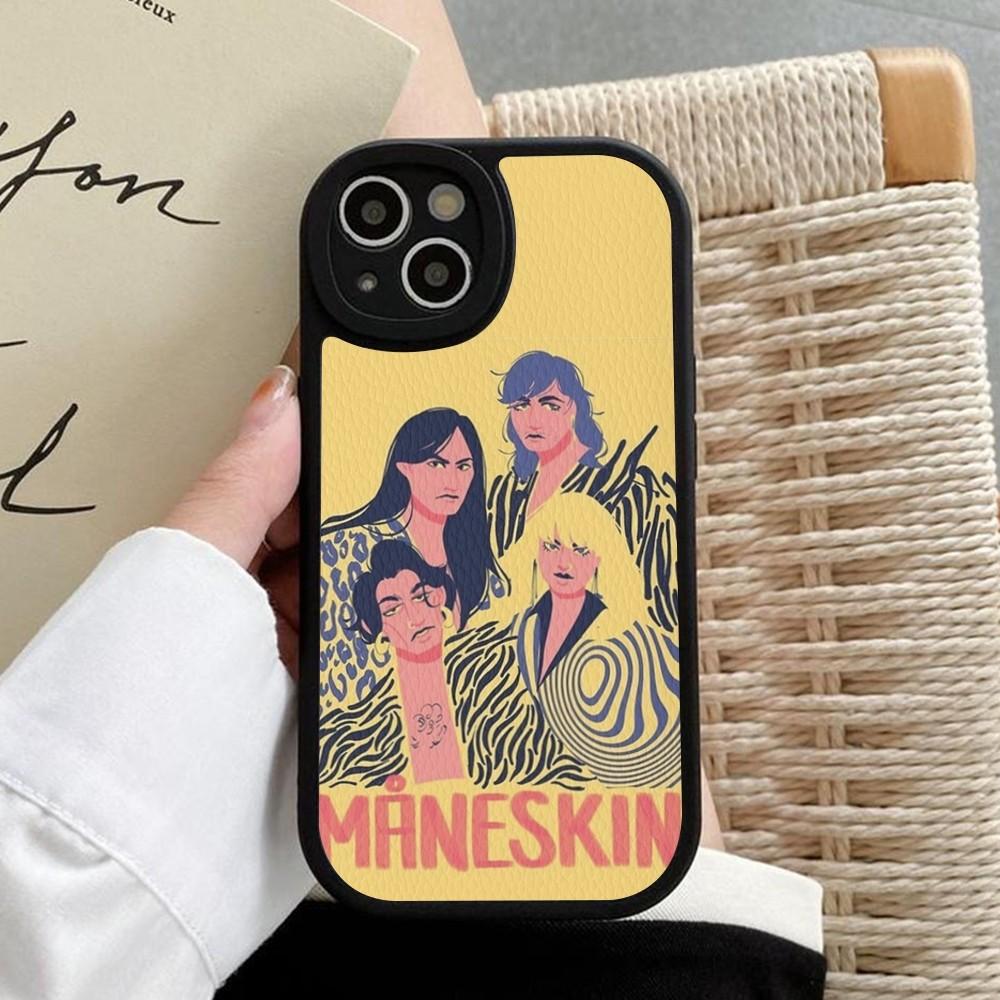Maneskin Damiano David Phone Case Hard Leather For IPhone 16 15 14 13 12 Mini 11 14 Pro Max Xs X Xr 7 8 Plus Fundas