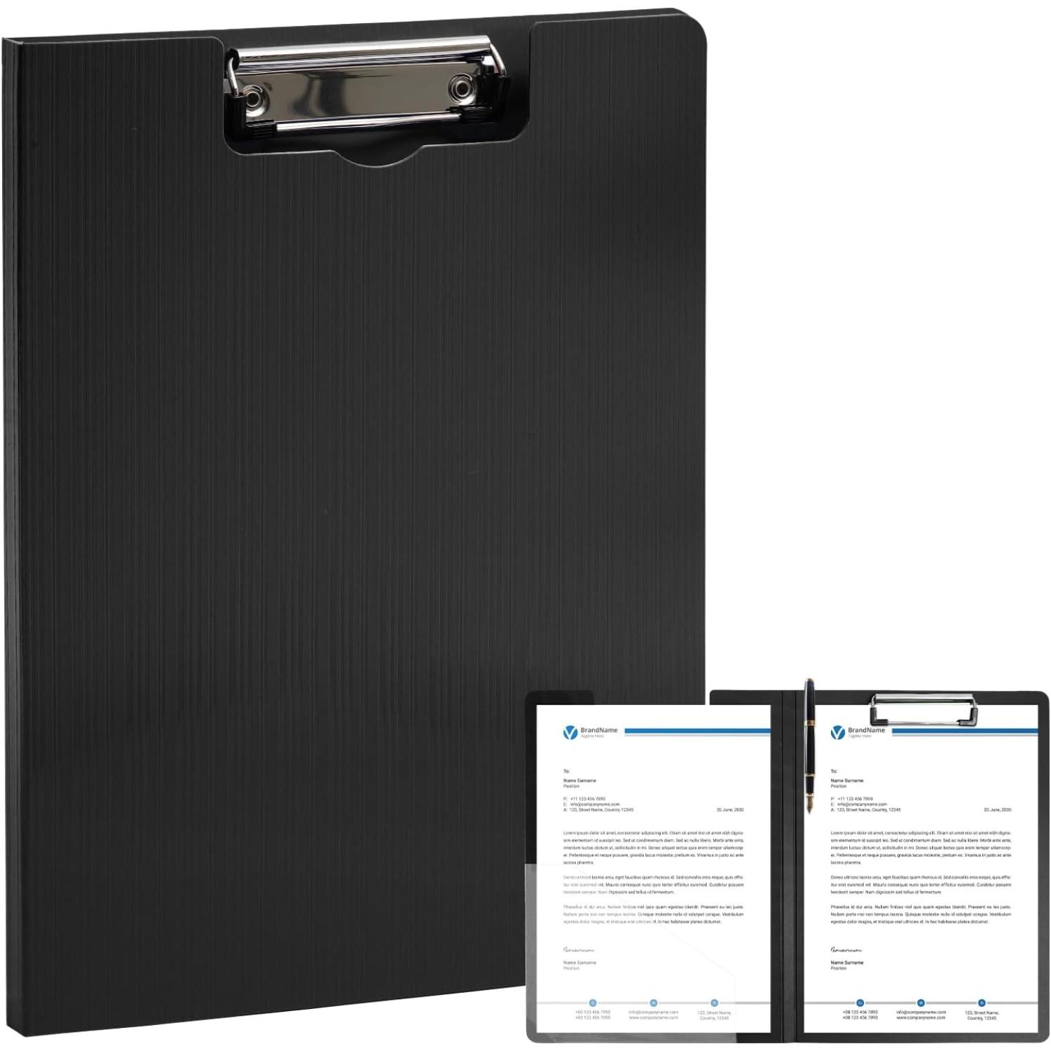Clipboard Folder, A4 Foldable Clipboards with Pocket, File Cover Office Folder Clipboard, 360 Degree Foldable Storage Clipboards for Office чёрный