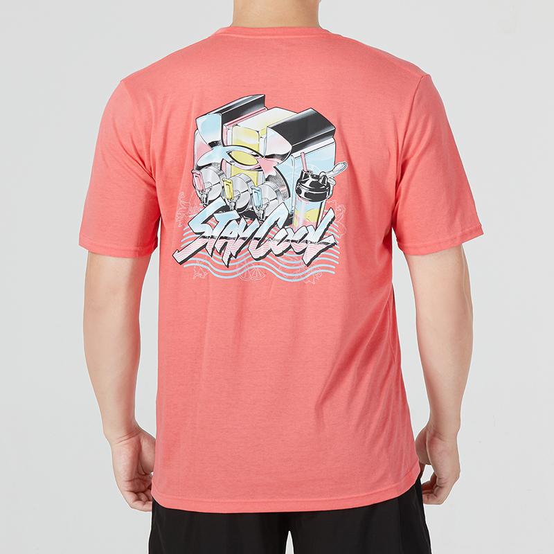 Under Armour Dopamine Seawater Pattern Sports Casual Letter Round Neck Short Sleeve T-Shirt Men Tops Pink 1361679-873