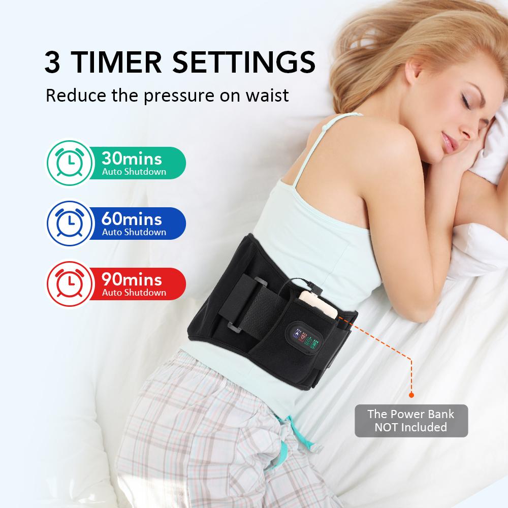 Electric Heating Waist Massager Back Support Belt 3 Levels Red Light Heat Vibration Hot Compress Brace Belt for Back Pain Relief