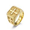 Retro Edelstahl Kreuzring, Europäischer und Amerikanischer Stil Persönlichkeit Nische Titanstahl Hand Schmuck für Herren