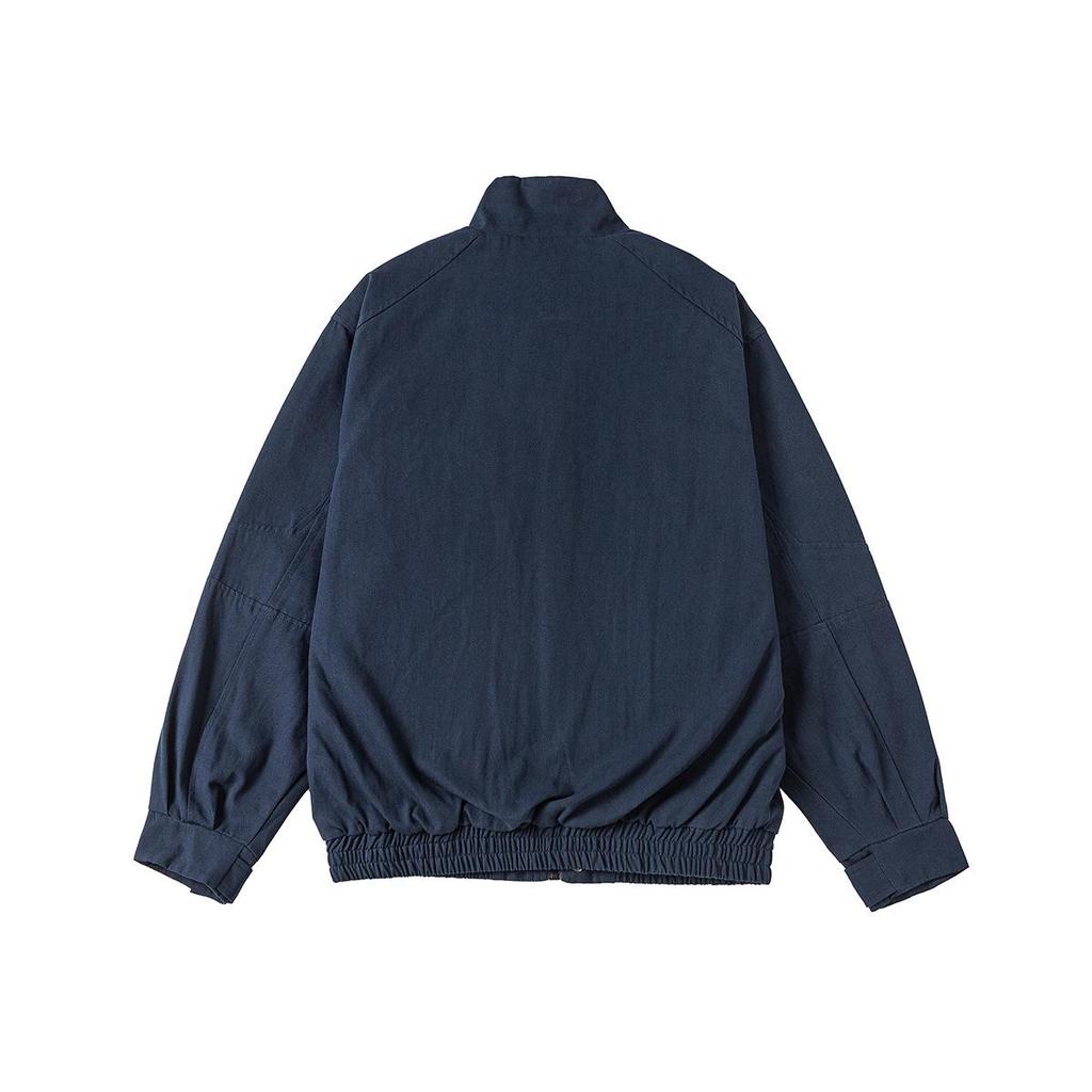 ANGN Unisex Retro Canvas Multi-Pocket Workwear Jacket, Stand-Up Collar, Loose Fit for Spring/Autumn