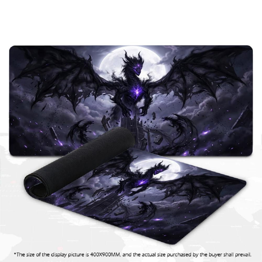 Mystic Galaxy Dragon Art Large Mouse Pad XXL Dark Fantasy Desk Mat Overlocked Non-Slip Rubber Gaming Keyboard Pad Deskpad