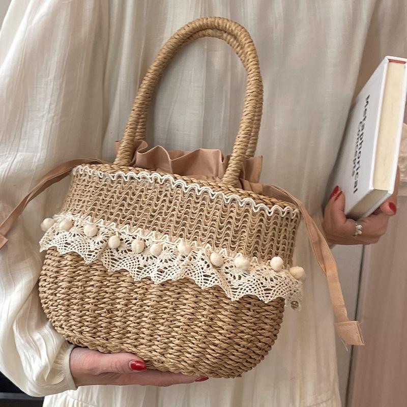 Beach Vacation Niche Beach Bag, Casual Woven Bag, Bucket Bag