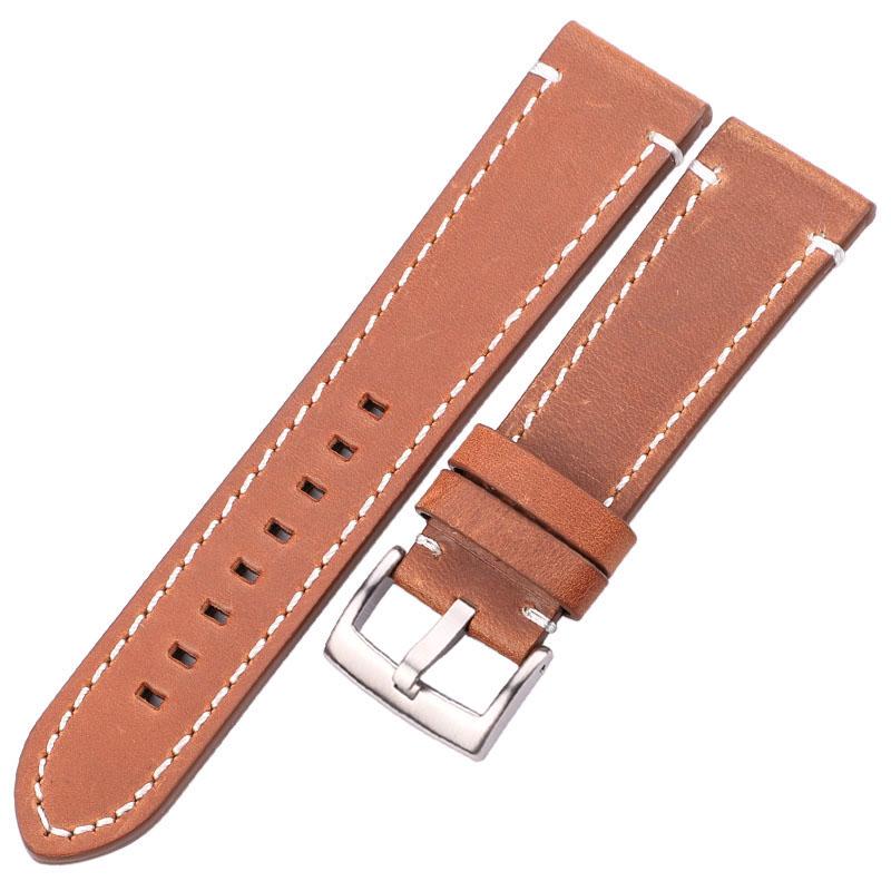 Watchband 18mm 20mm 22mm Genuine Leather Watch Strap Belt Manual Men Thick Brown Black Watchbands Buckle Watches Accessories