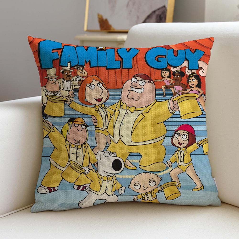 Witty FFamily GuyS Cushion Cover Breathable and skinfriendly linen pillowcase square removable and washable cushion