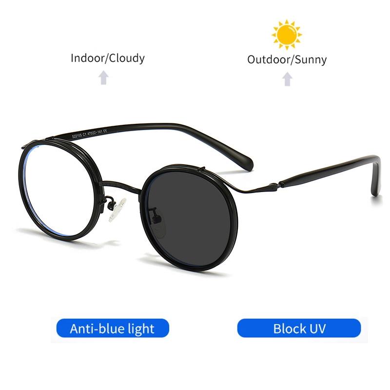 New Fashion Trend Retro Japanese Round Frame Presbyopic Eyewear For Men And Women Photochromic Anti Blue Light Reading Glasses