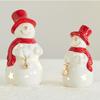 Glowing Ceramic Christmas Village House Snowman Deer Statue Ornament With Warm LED Light For Festives Tabletop Display