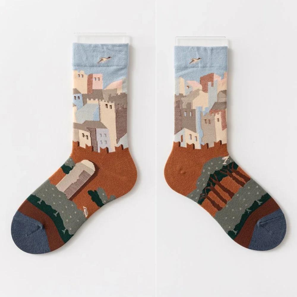 Colorful Cartoon Creative Fashion Vine Graffiti Novelty Men Women Socks Winter Warm Comfortable Cotton Sokken Dropship