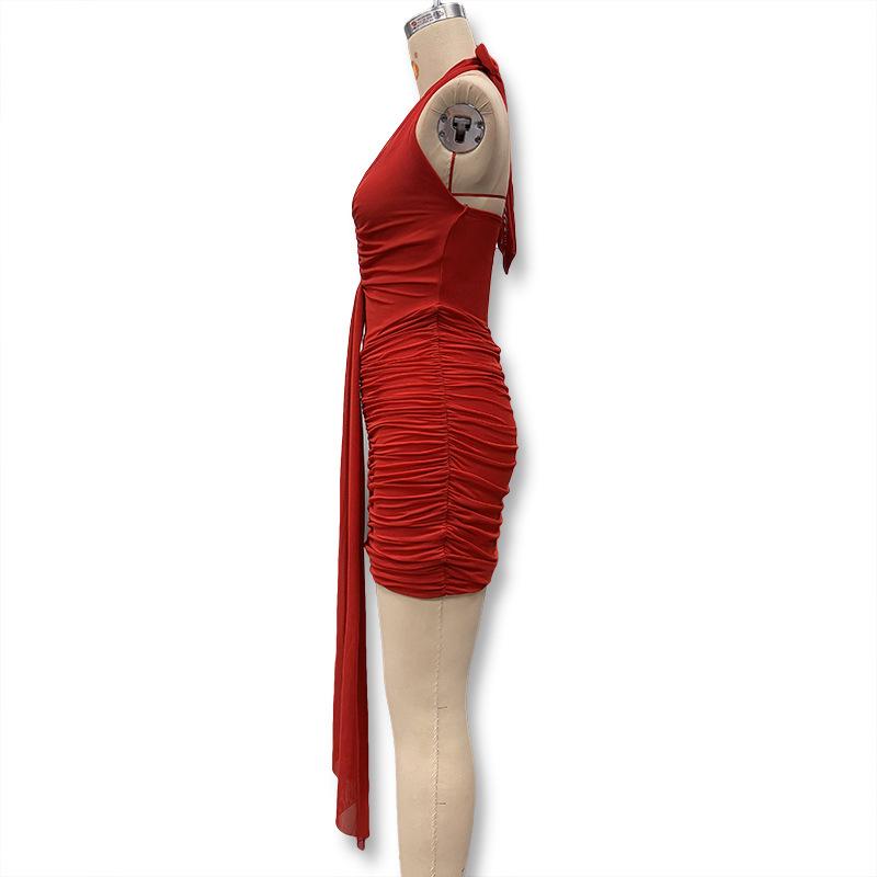 Women's Sexy Leopard Print Slim Fit Halter Dress - Spring/Summer Fashion with Deep V Backless Design