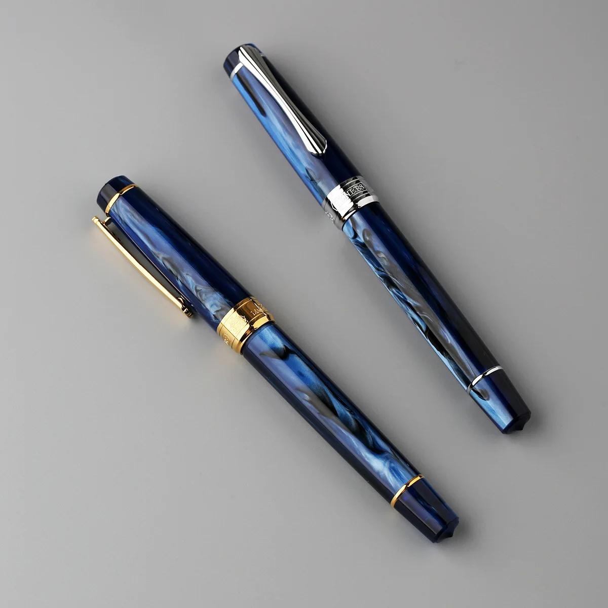 PENBBS 556 Piston Fountain Pen Blade/Round Nib Ink-absorbing Pen Large Capacity Transparent Acrylic Business Writing Gift Pen