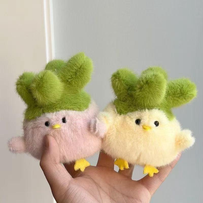 Bird Plush Garlic Toy Chicken Funny Girl Backpack Decoration Keychain Pendant