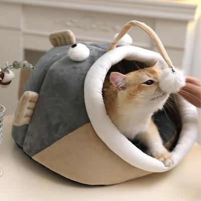 Internet Celebrity with Teasing Cat Stick Cat Nest Winter Cat Nest Autumn and Winter Semi -closed Deer Pill Small Dog Nest Whole