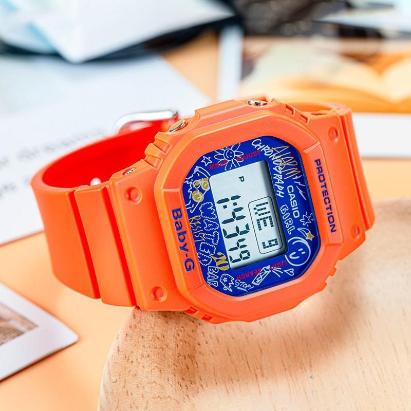 Casio BABY-G Series Skateboard Culture Graffiti Leisure Sports Quartz Movement Resin Strap Japanese and Korean Watch Women’s Watch Gray BGD-560SK-4DR