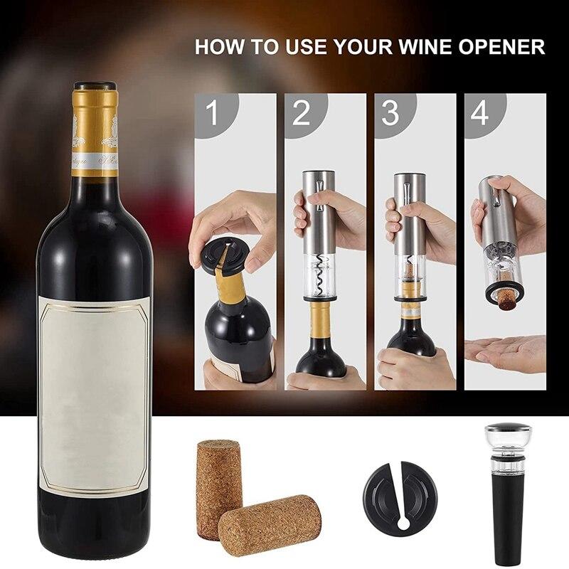Electric Wine Opener Set Automatic Wine Bottle Set Battery Cork Screw Cork Opener Battery USB Charging Cable For Wine Lover | Openers