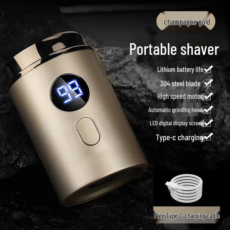 Rechargeable Portable Mini Shaver with LED Display - Steel Cannon Beard Trimmer