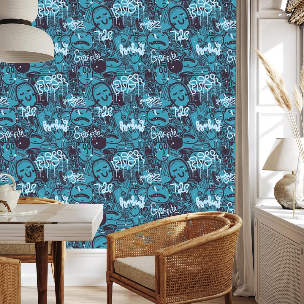 Graffiti Drawings Wallpaper for Living Room and Bedroom 50x1000
