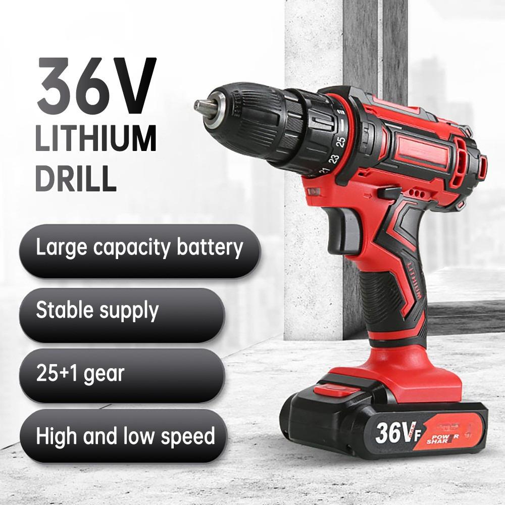 Stufenlose Geschwindigkeitsregelung Schleifen Elektrische Bohrmaschine Handbohrer Bohren von Löchern Schrauben lösen Werkzeug Akku-Schrauber Bohrer