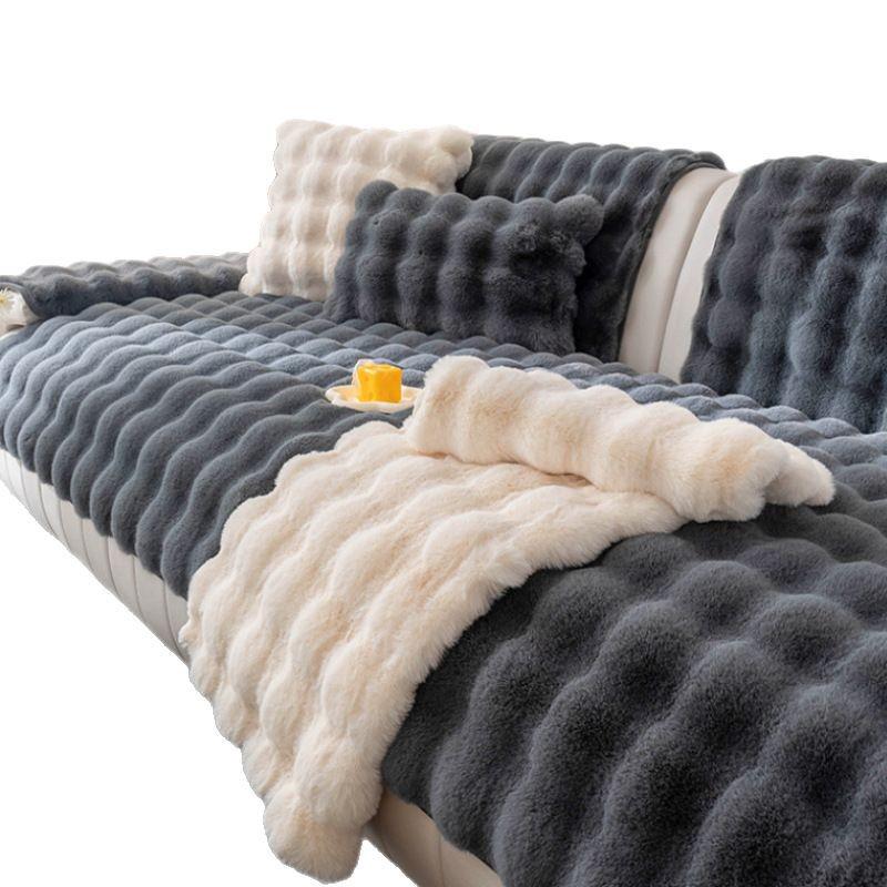 Thick Plush Non-slip Knitted Sofa Cover & Seat Cushion for All Seasons