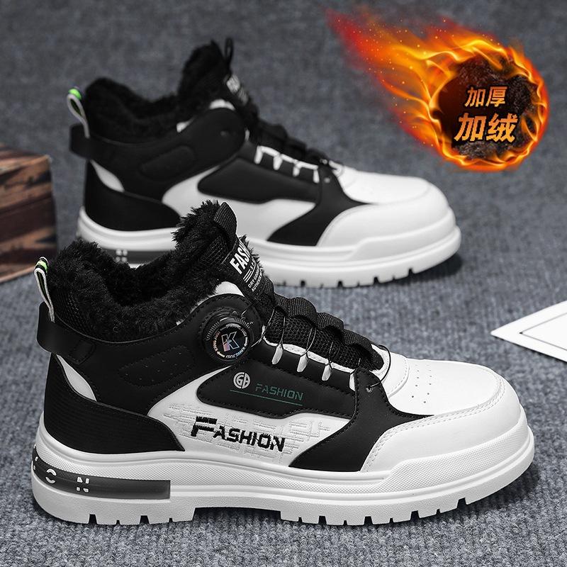 

Fleece Martin shoes men s rotating button tooling shoes 2024 winter new men s shoes sports casual cotton shoes men 39