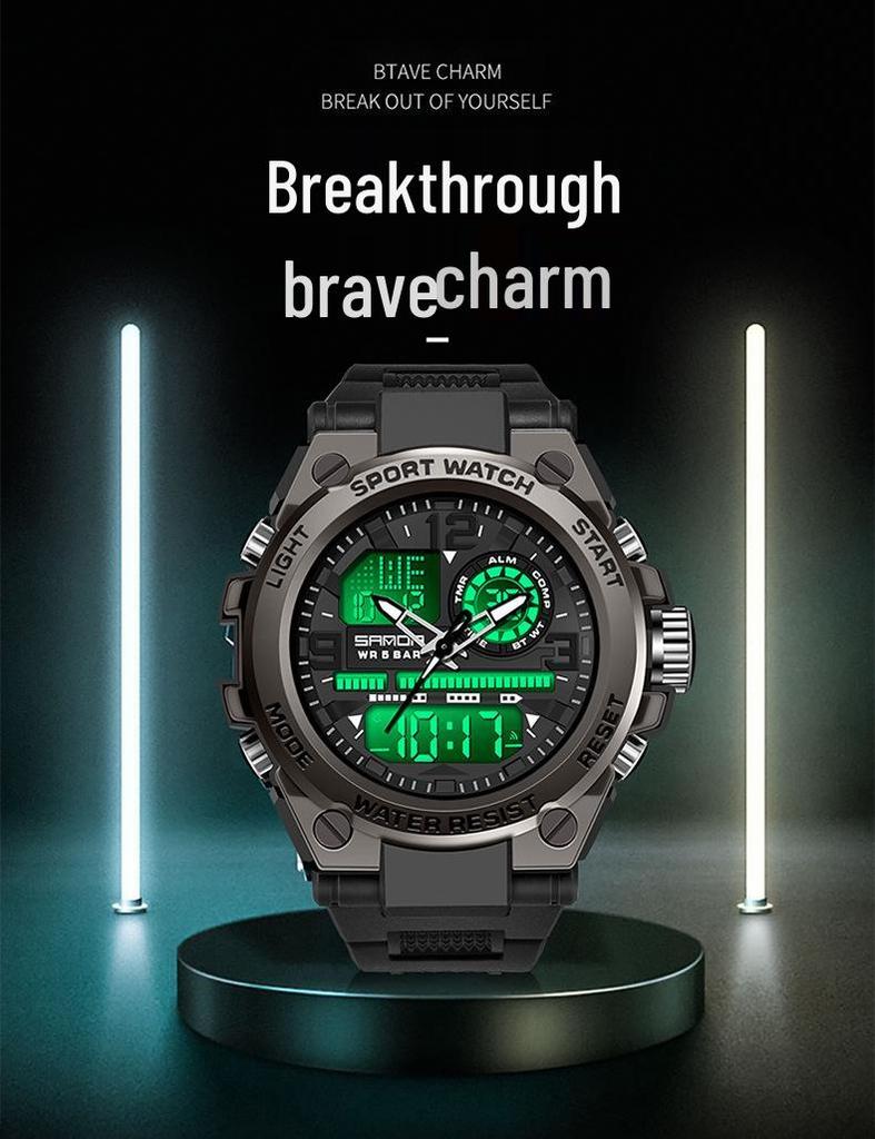 Sanda 6024 Outdoor Sports Shockproof Waterproof Luminous Watch - Unisex Multifunctional Electronic Watch