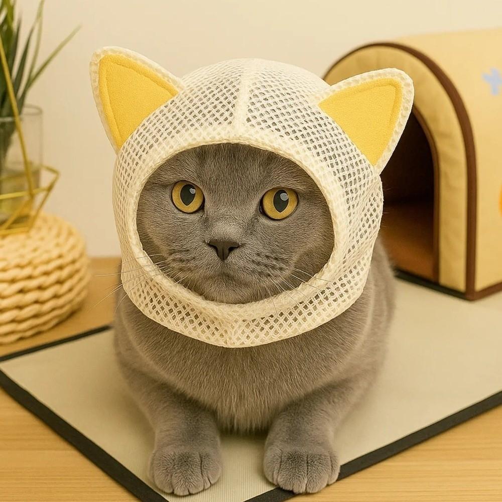 Anti Scratch Pet Breathable Hood Comfortable Anti Stuffiness Cats Head Cover Adjustable Drawstring Cat Mesh Kitten Protection