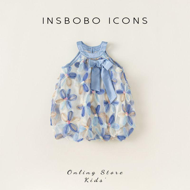 Children s Clothing Little Girl Sleeveless Dress Blue 100
