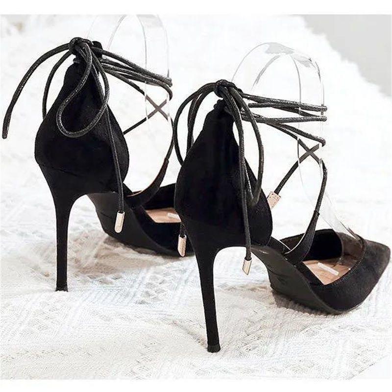 Spring fine heel temperament strap high heels women's new niche pointed head bag head fashion single shoes