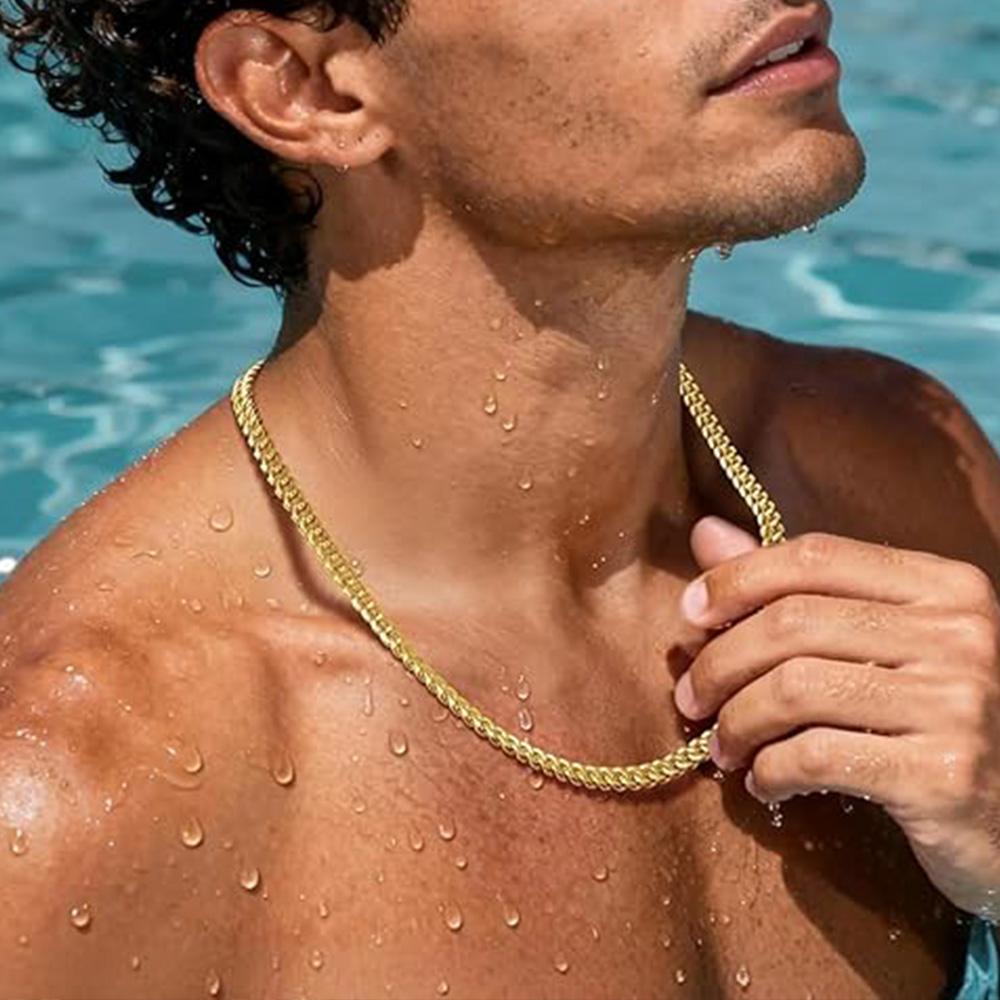 8mm Cuban Link Chain Men Women Waterproof Non-Tarnish Hypoallergenic Silver 18K Gold Filled 316L Stainless Steel Chain Necklace