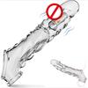 Large Reusable Penis Sleeve with Vibrator Ring 3.6 Inch Clear Cock Ring Extender Enlarger for Couples Dildo Sex Toys Men